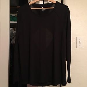 Black open back long sleeve workout active top